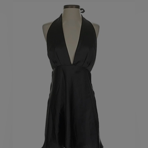 ZARA SATIN Elegant Black Halter Dress - Picture 3 of 5